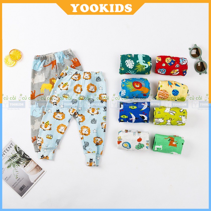 Quần dài cho bé YOOKIDS đa họa tiết chất bozip co giãn 4 chiều, Quần dài bé trai bé gái 1 2 3 4 tuổi