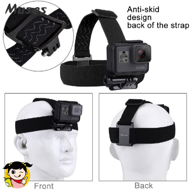 ready stock PULUZ Waterproof Head Band Mount Adjustable Elastic Head Band Strap for GoPro Hero 5 4 Session 3+3 2 1