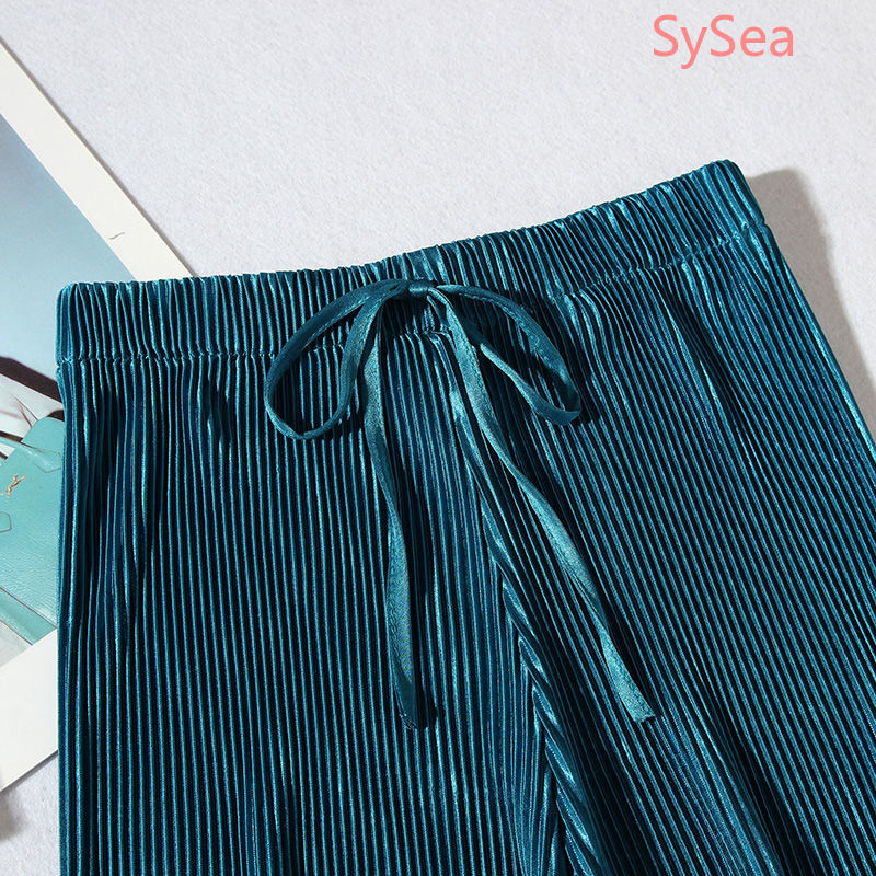 Quần Dài Chất Chiffon Lưng Cao Thiết Kế Dáng Rộng Thoải Mái