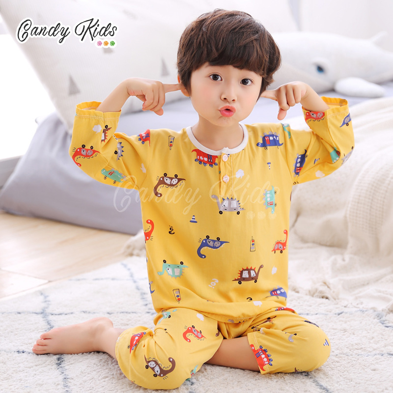 Bộ đồ ngủ vải lụa cotton thoáng khí cho bé trai và bé gái