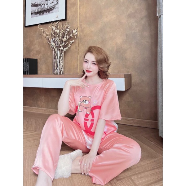 Bộ Lụa Satin Tay Cánh Tiên - Hàng Thiết Kế Satin In 4D Mềm Mịn