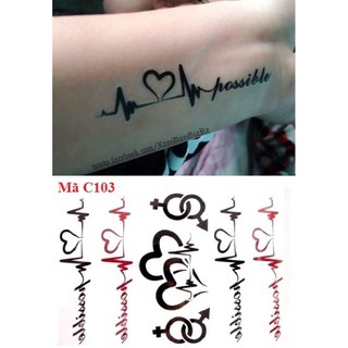 Hình xăm dán nhịp tim C103