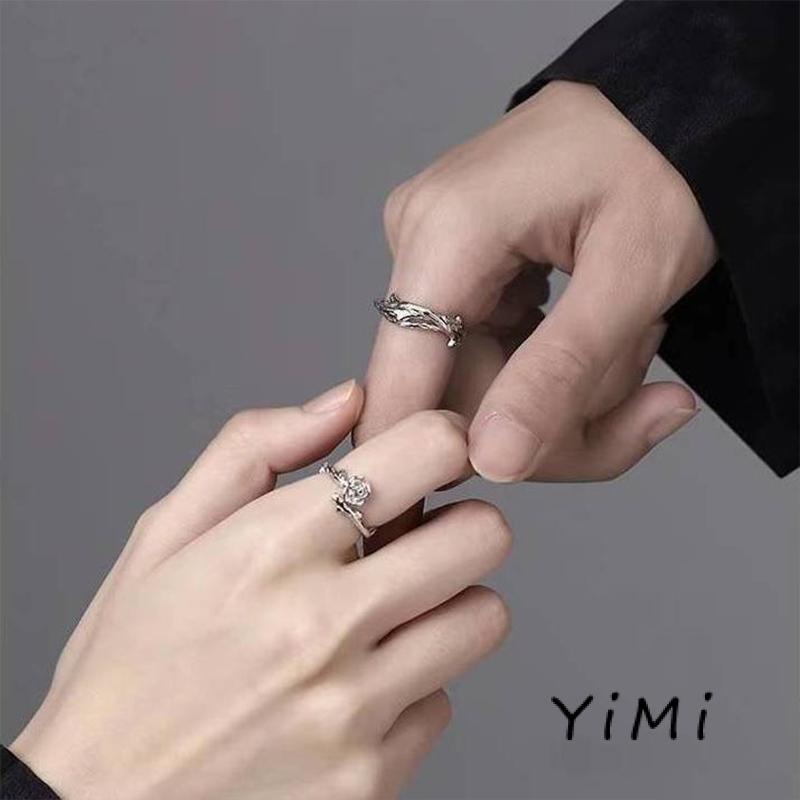 （1 cặp）  Nhẫn Hở Hình Hoa Hồng 3D Sáng Tạo Có Thể Điều Chỉnh Dành Cho Cặp Đôi