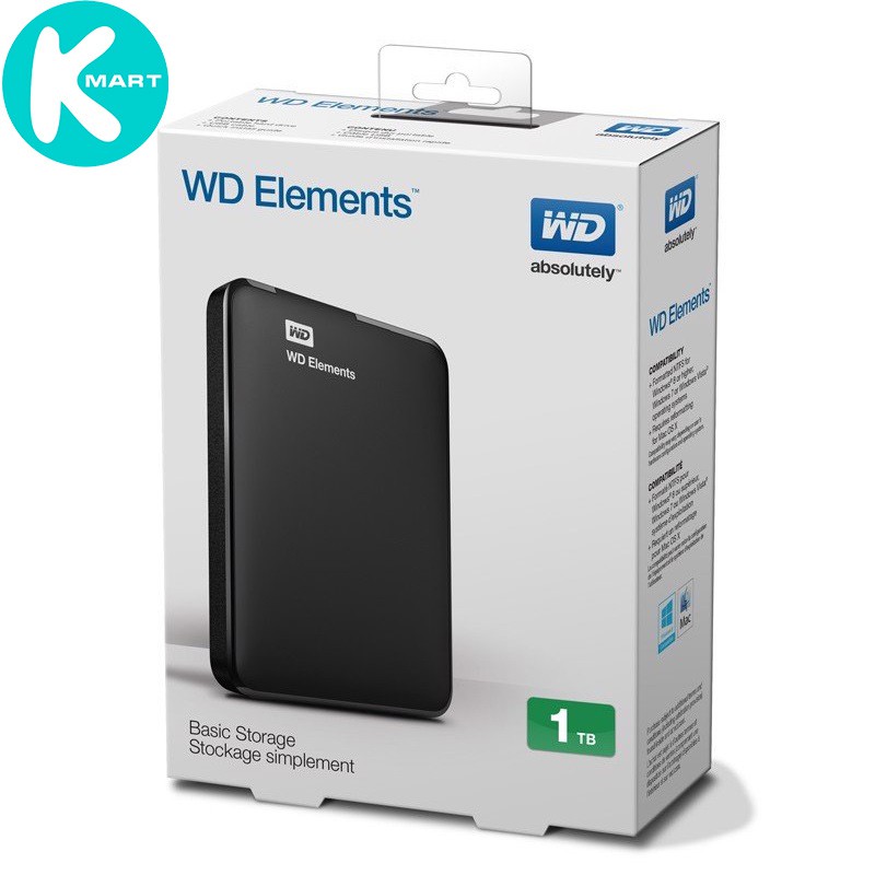 Ổ Cứng Di Động WD Elements 1TB 2.5 USB 3.0 - WDBUZG0010BBK - Hàng Chính Hãng