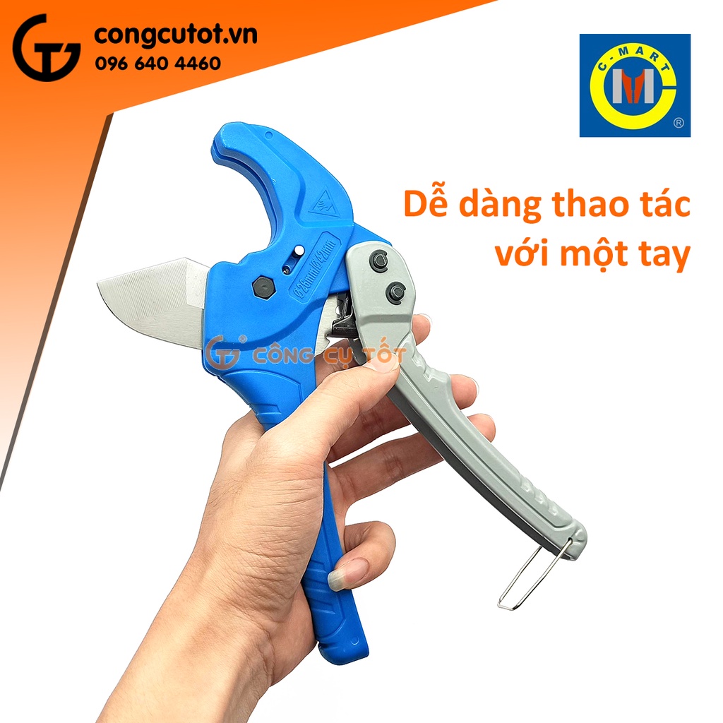 Dao cắt ống nhựa PVC Ø26-42mm bung lưỡi một tay C-Mart A0209
