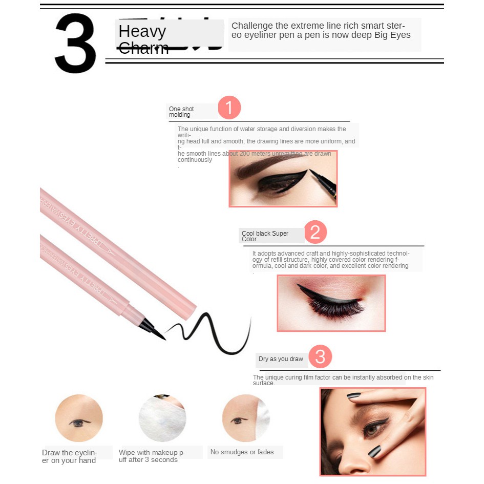 Bút Kẻ Mắt Dạng Lỏng Màu Đen Chống Thấm Nước Lâu Trôi