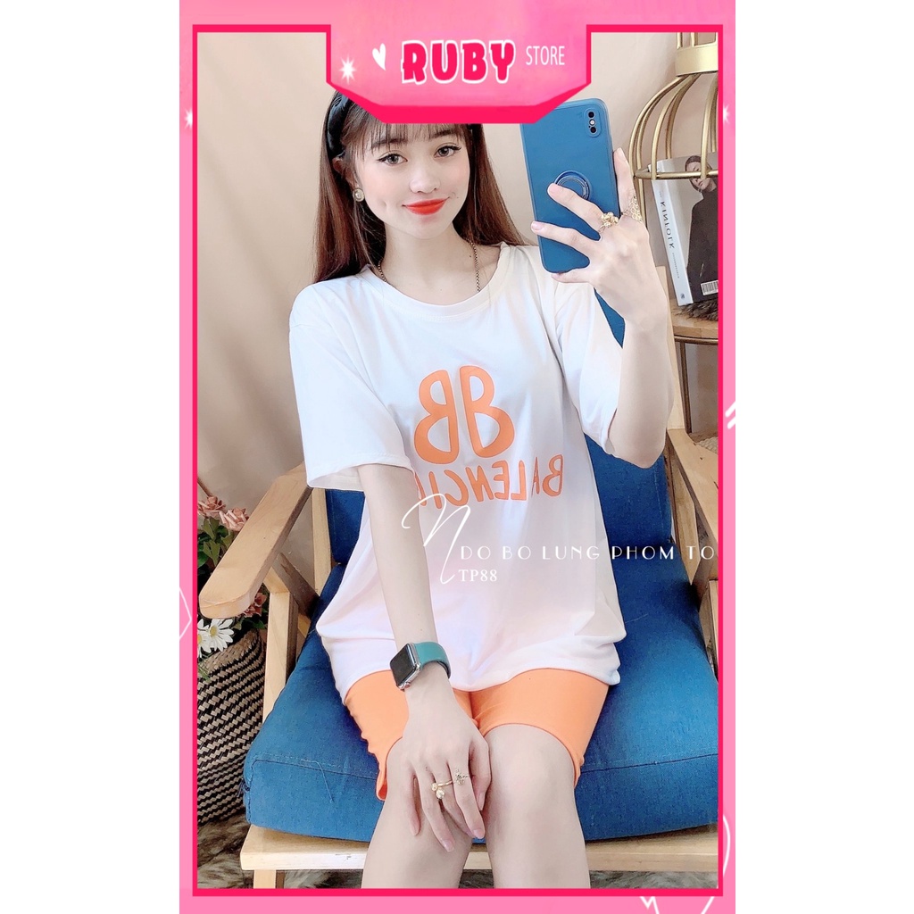 Đồ bộ phom to cho nữ mặc nhà chất thun mềm mát in hình họa tiết dễ thương Bộ thun lửng phom to TP88