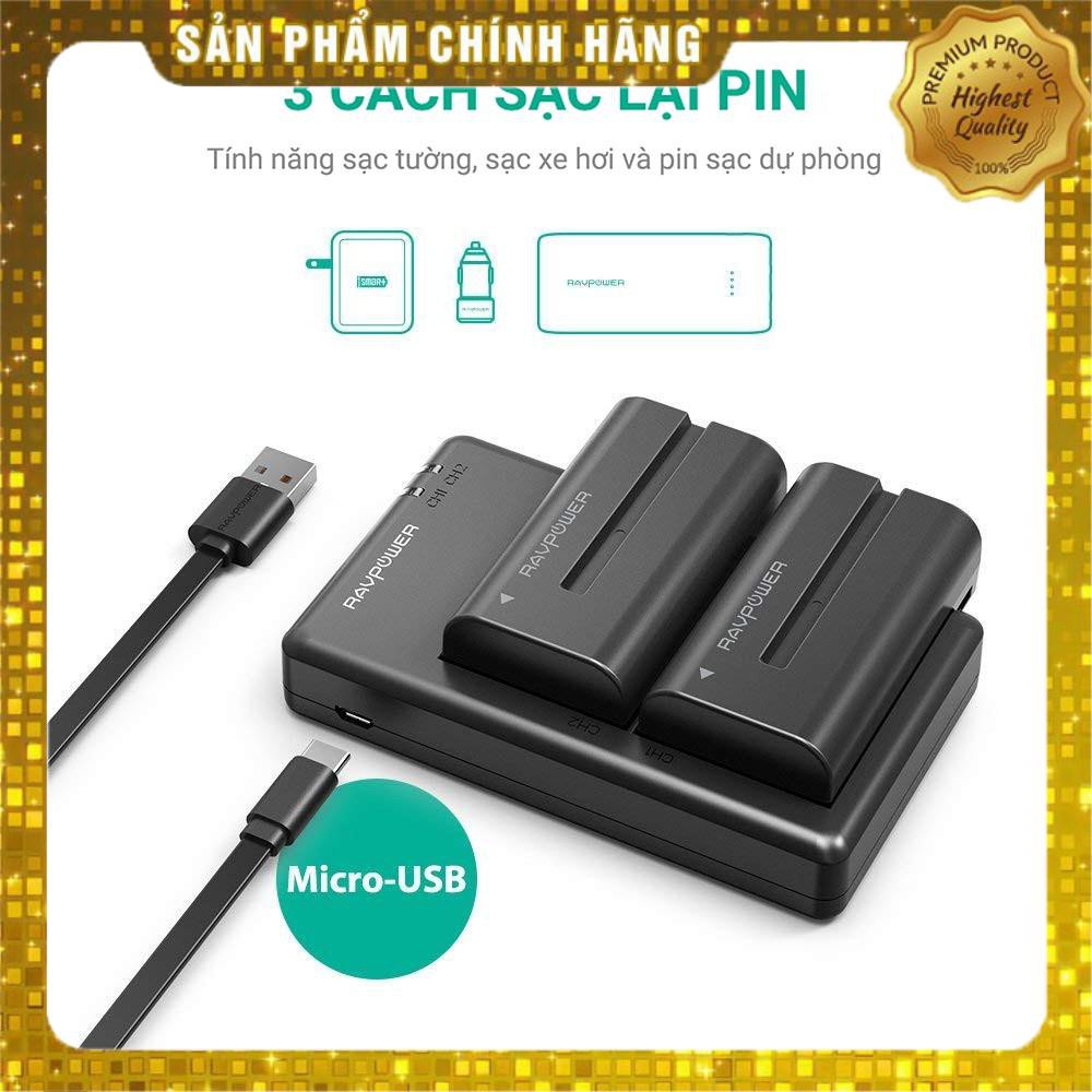 - Pin máy quay Sony NP-F550 Ravpower RP-BC006, 2 pin 2900mAh, bộ sạc kép