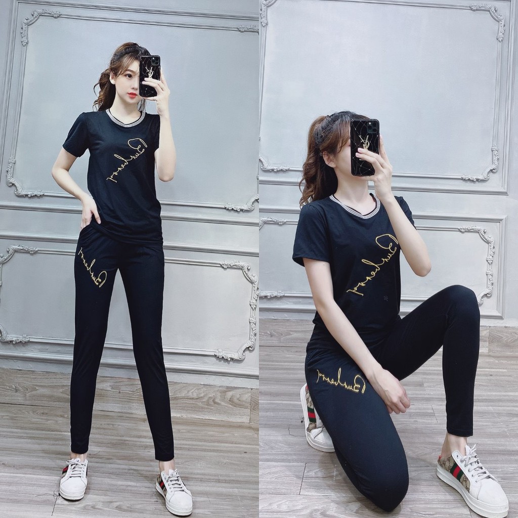 Set bộ thun cotton mềm mịn thấm hút mồ hôi, màu sắc năng động, trẻ trung, size 45-65kg-(579KN)