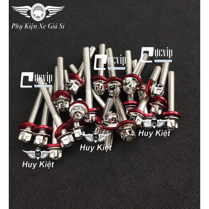 [Sale Khủng] Bộ Ốc Lốc Máy Salaya Inox 304 + Lông Đền Nhôm Đỏ Cho SH 2012 - 2022, SHVN (13 Con) 5564