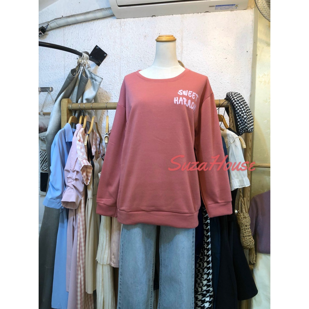 (Ảnh Thật+ Clip)Áo Sweater Nữ Tay Dài Dáng Rộng Nhiều Màu Ép Nhiệt Phong Cách Hàn Quốc Cá Tính Với 4 Màu Lựa Chọn | BigBuy360 - bigbuy360.vn