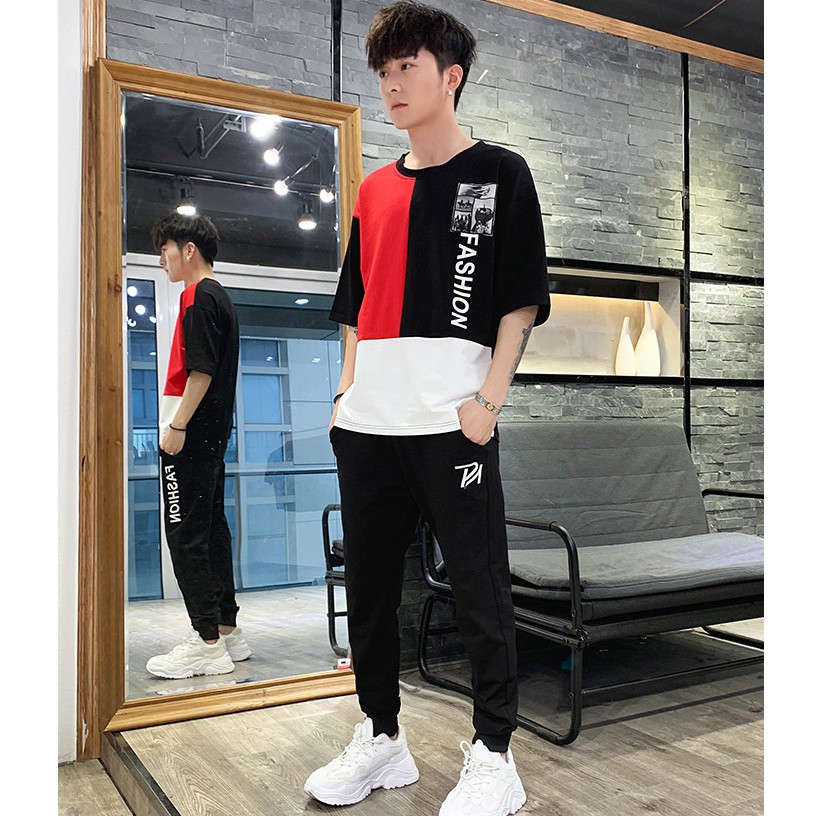 Combo 02 Bộ Quần Áo Thun Nam Ngắn Tay Quần Dài Họa Tiết Ô Vuông Cách Điệu Fashion Phối Ba Màu Nổi Bật Zenko 2MEN QA 068