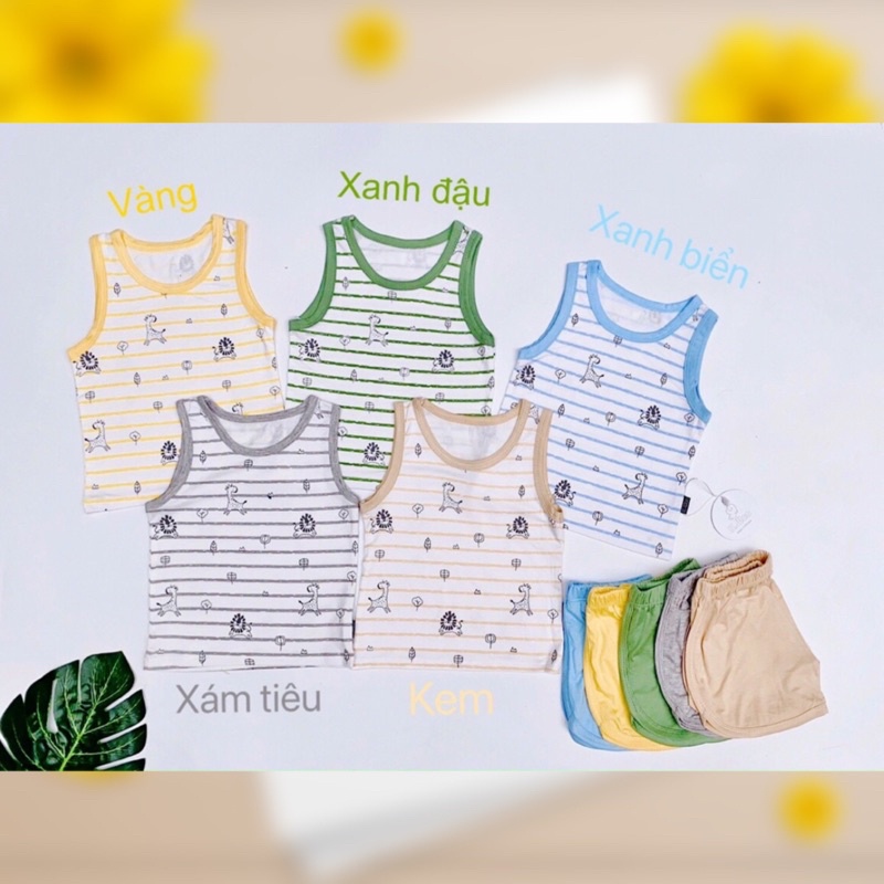 [Xả Hàng] Bộ Ba Lỗ Sát Nách Bé Trai Cotton Thun Lạnh Mềm Mịn Họa Tiết Chú Hươu Siêu Đáng Yêu Cho Bé 6 đến 18kg BTWOO1