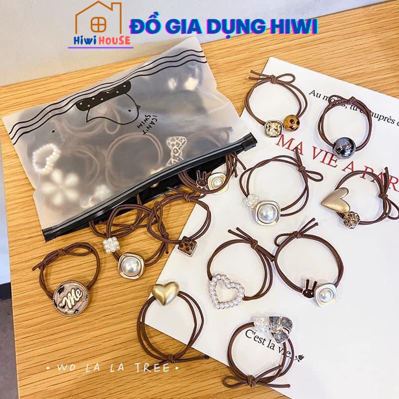 Set 60 dây buộc tóc, chun buộc tóc Hàn Quốc nhiều mẫu siêu xinh