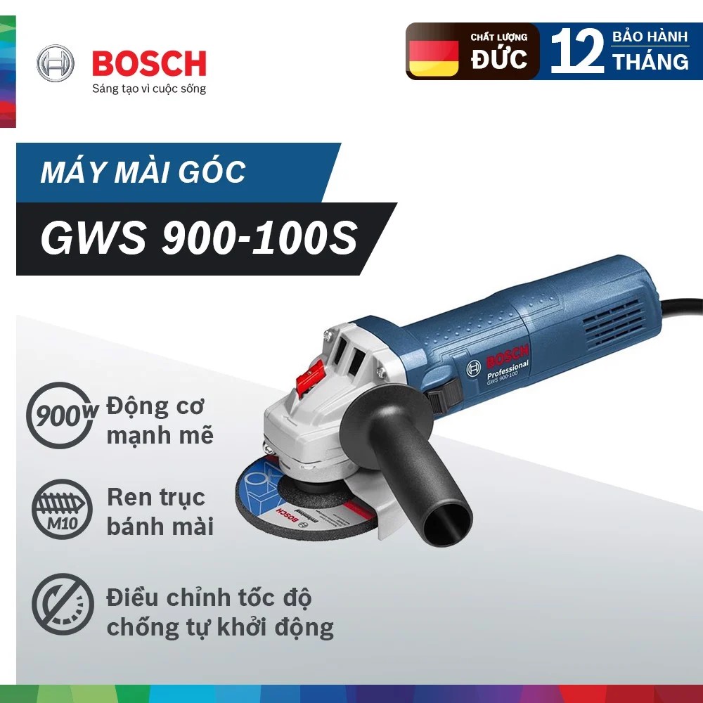 Máy mài góc Bosch GWS 900-125S có điều chỉnh tốc độ, Bảo hành điện tử 12 tháng