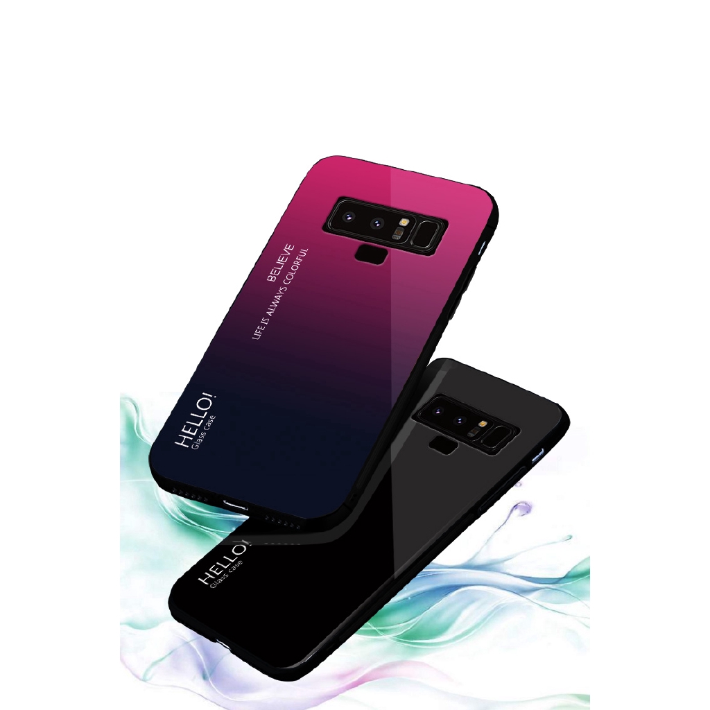 Ốp điện thoại kính cường lực màu loang thời trang cho Samsung Galaxy Note 9 8 S7 Edge