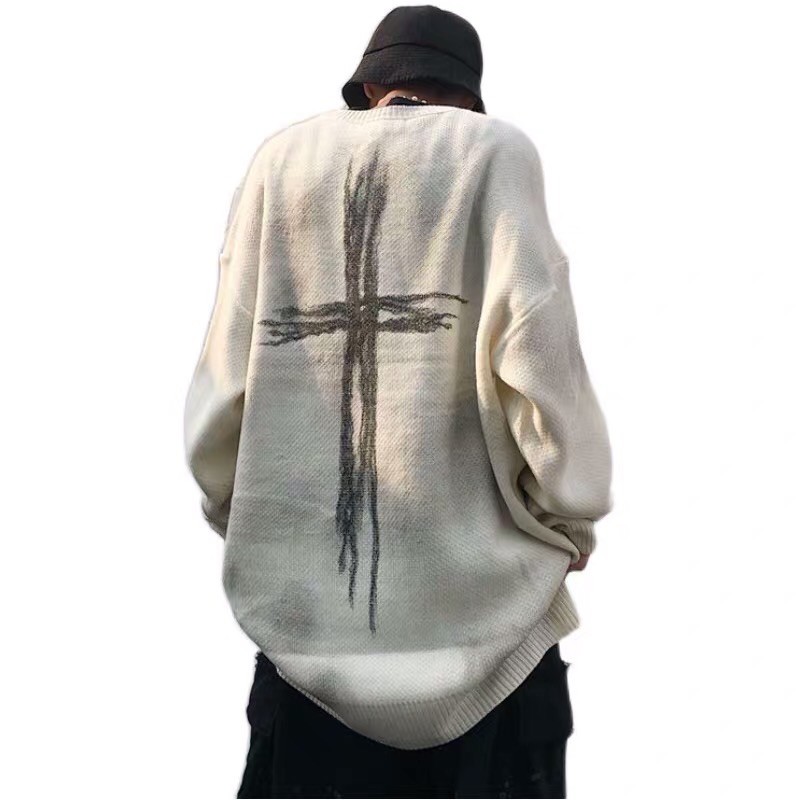 Áo len loang mix hoạ tiết thánh giá unisex oversize Ulzzang streetstyle siêu chất ❤️
