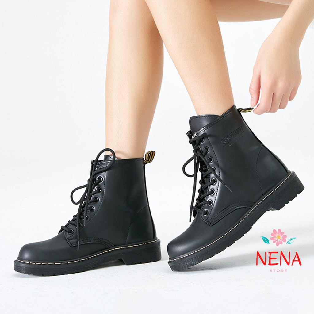 AKI BOOTS SẴN NAM NỮ CÁ TÍNH ULZZANG CAO CỔ ĐEN MẬN KA255_ Nắng