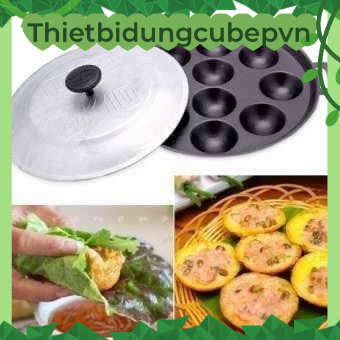 Khuôn Bánh Khọt Chống Dính Cao Cấp Khuôn Đổ Bánh Khọt 12 Lỗ Chảo Bánh Khọt Có Nắp.