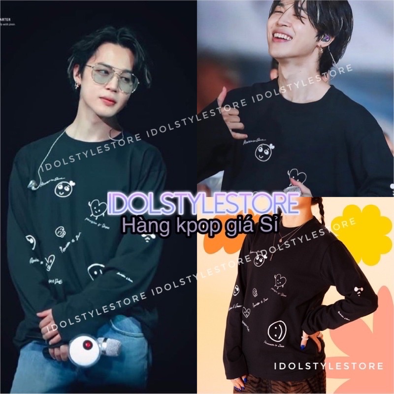 (Quà tặng kèm card Idol) áo dài tay hình cute của Jimin BTS Permission to dance