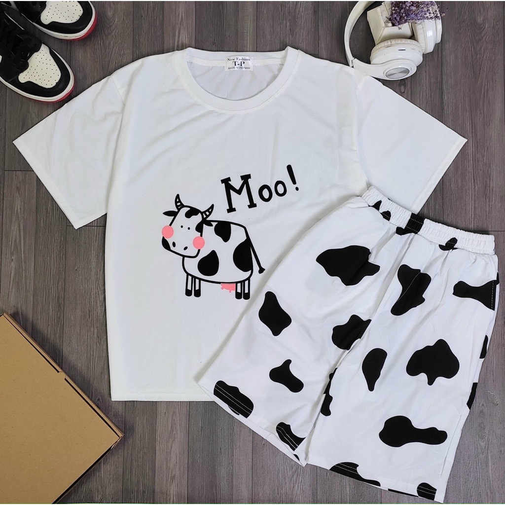 Đồ mặc nhà nữ mấu in hình Thú còn bò,FREE SHIP, , mÃ thun côtt