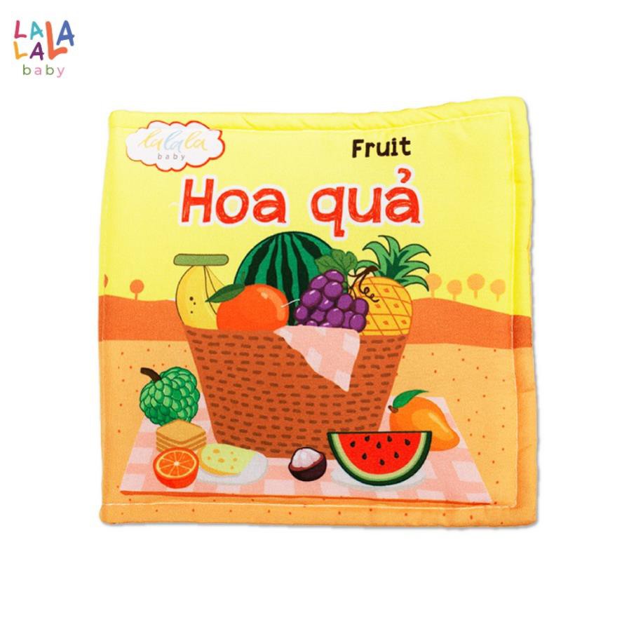 Combo 3 cuốn sách vải Lalala baby, kích thích đa giác quan, kích thước 15x15cm 12 trang (hình khối, hoa quả, động vật)