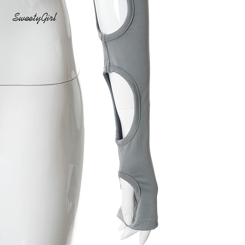 Áo Croptop Tay Dài Màu Trơn Dáng Ôm Thời Trang Cho Nữ