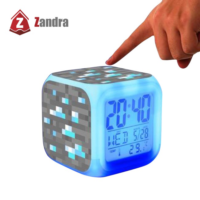 ZD Minecraft Alarm Clock with LED Light Game Action Toy Home Decor