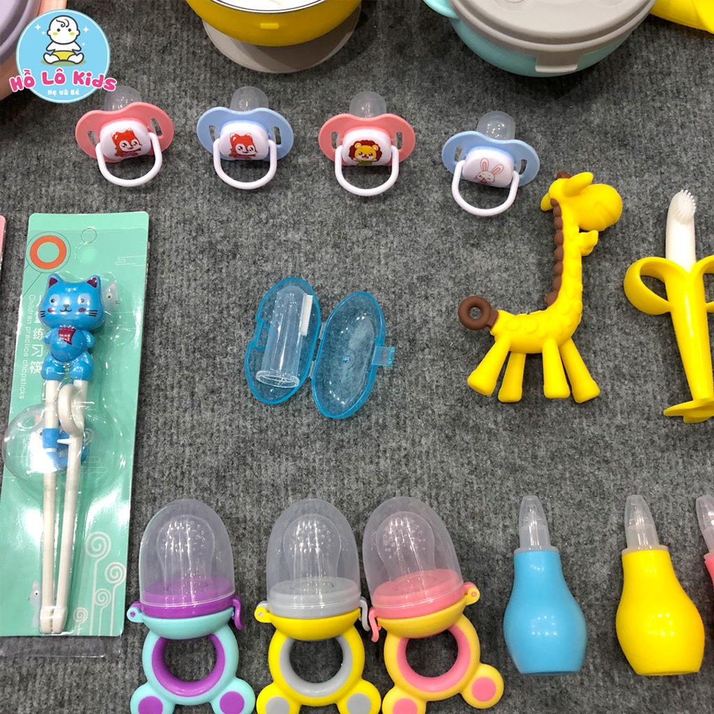 Rơ lưỡi silicon xỏ ngón, tưa lưỡi đánh răng cho bé có hộp đựng vệ sinh Hồ Lô Kids