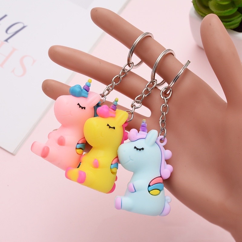 Móc Khoá Ngựa Pony Dễ Thương Kỳ Lân Màu Pastel Móc Treo Chìa Khoá Silicon Hoạt Hình - Phụ Kiện Balo Túi Xách