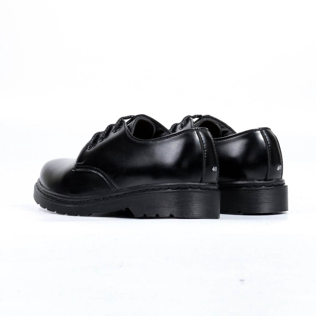 Giày da Dr 1461 All Black Lucas Shoes, kiểu dáng đốc trẻ trung đủ size cho nam nữ, da bóng, cao 3.5cm khâu đế
