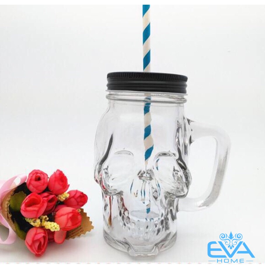 Ly Thuỷ Tinh Có Quai Hình Đầu Lâu 450 Ml