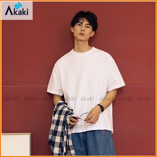 Áo thun nam form rộng tay ngắn Unisex AKAKI Áo thun nam trơn đẹp tay ngắn Freesize < 80kg