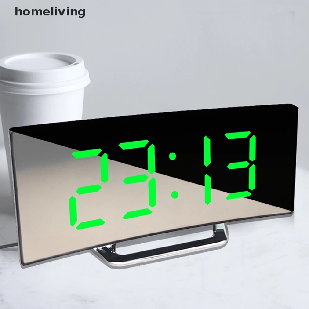 Đồng Hồ Báo Thức Kỹ Thuật Số 7 Inch Có Đèn Led Dạng Cong Để Bàn