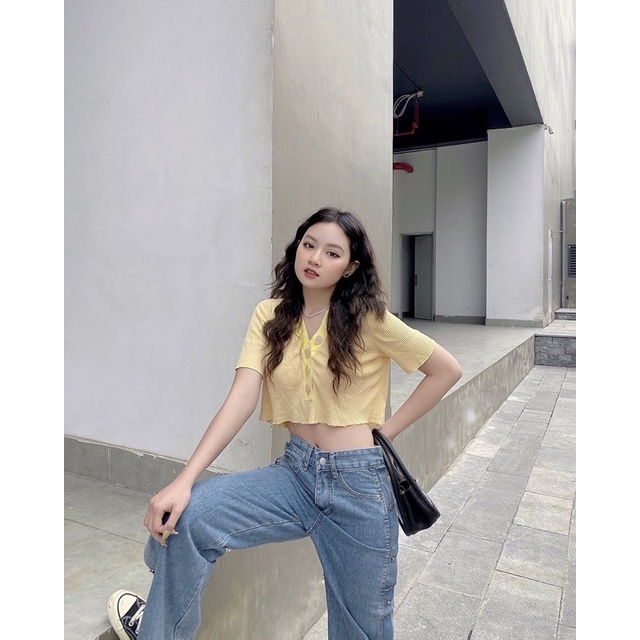 Quần Baggy Jean Nữ Cạp Cao Hack Dáng, Quần Bò Ống Rộng C014 - Glister Closet