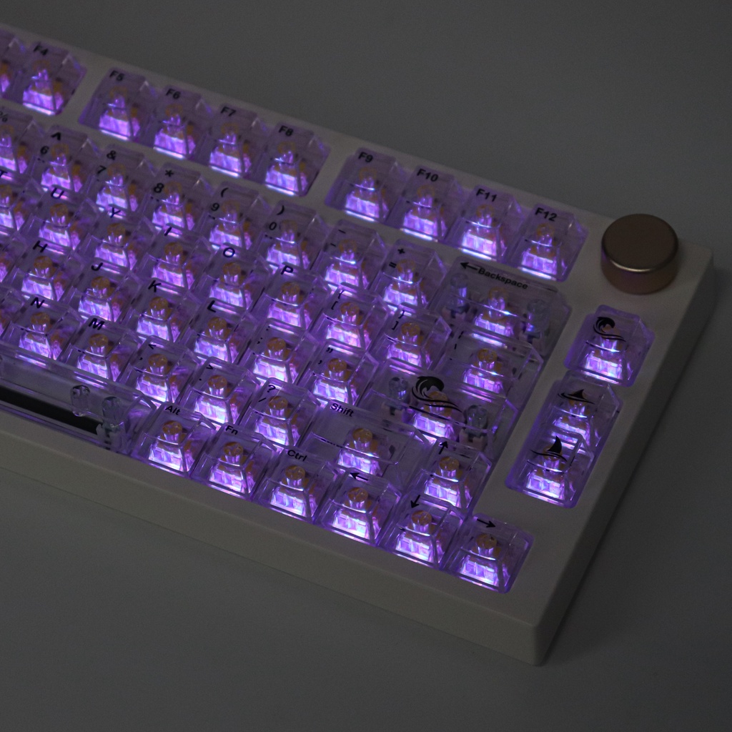 Keycaps 137 Phím Clear Crystal Keycaps Dye-Thăng hoa Keycaps tùy chỉnh Cherry Profile Alice cho Cherry Gateron MX Công tắc bàn phím cơ