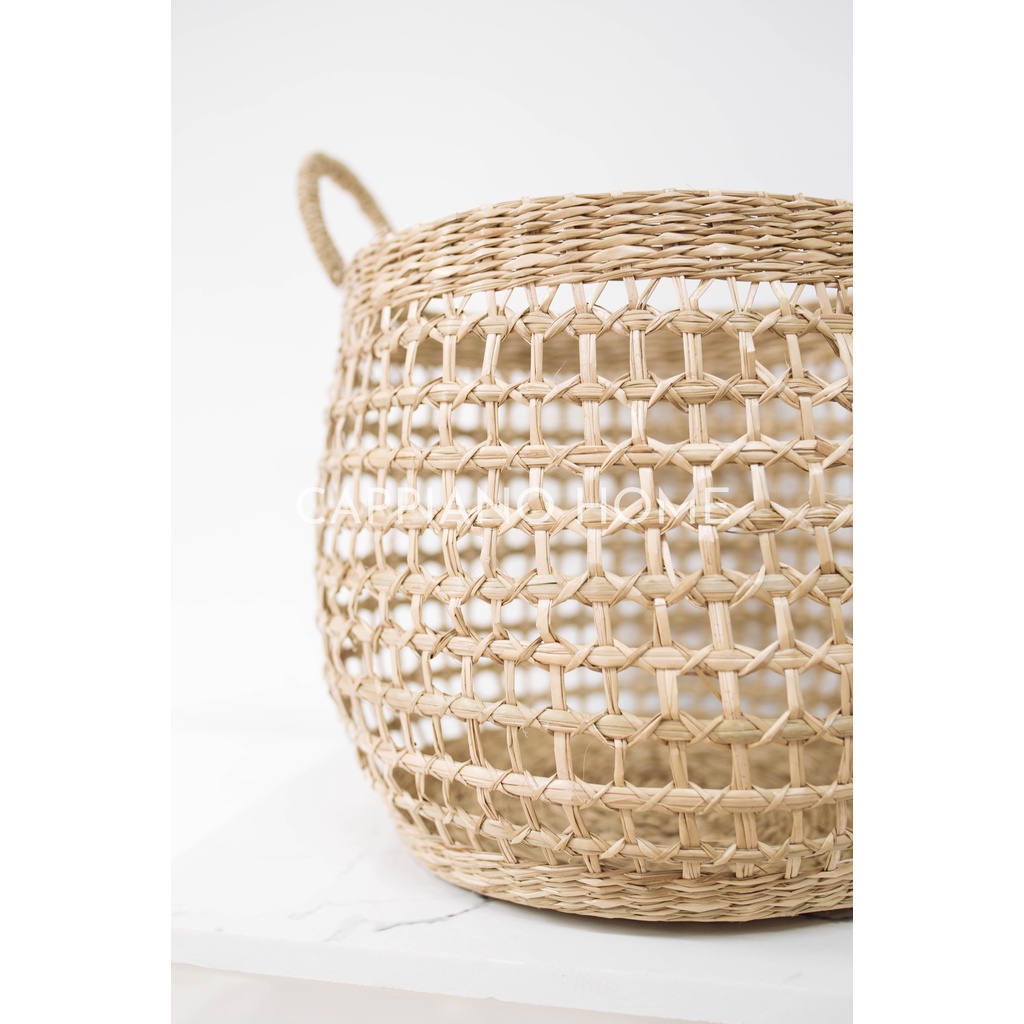 Giỏ cói LOVEN đan tay tự nhiên, giỏ tay cầm, làn đựng đồ tiện lợi phong cách Bắc Âu | Cappiano Home