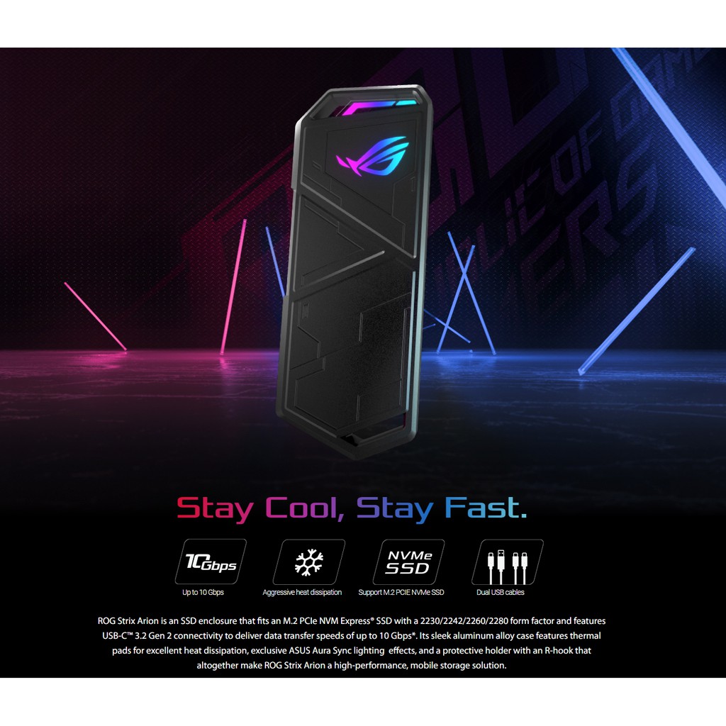 Hộp đựng ổ cứng M.2 SSD ROG STRIX ARION - Rog Strix Arion M.2 NVMe SSD Enclosure | BigBuy360 - bigbuy360.vn