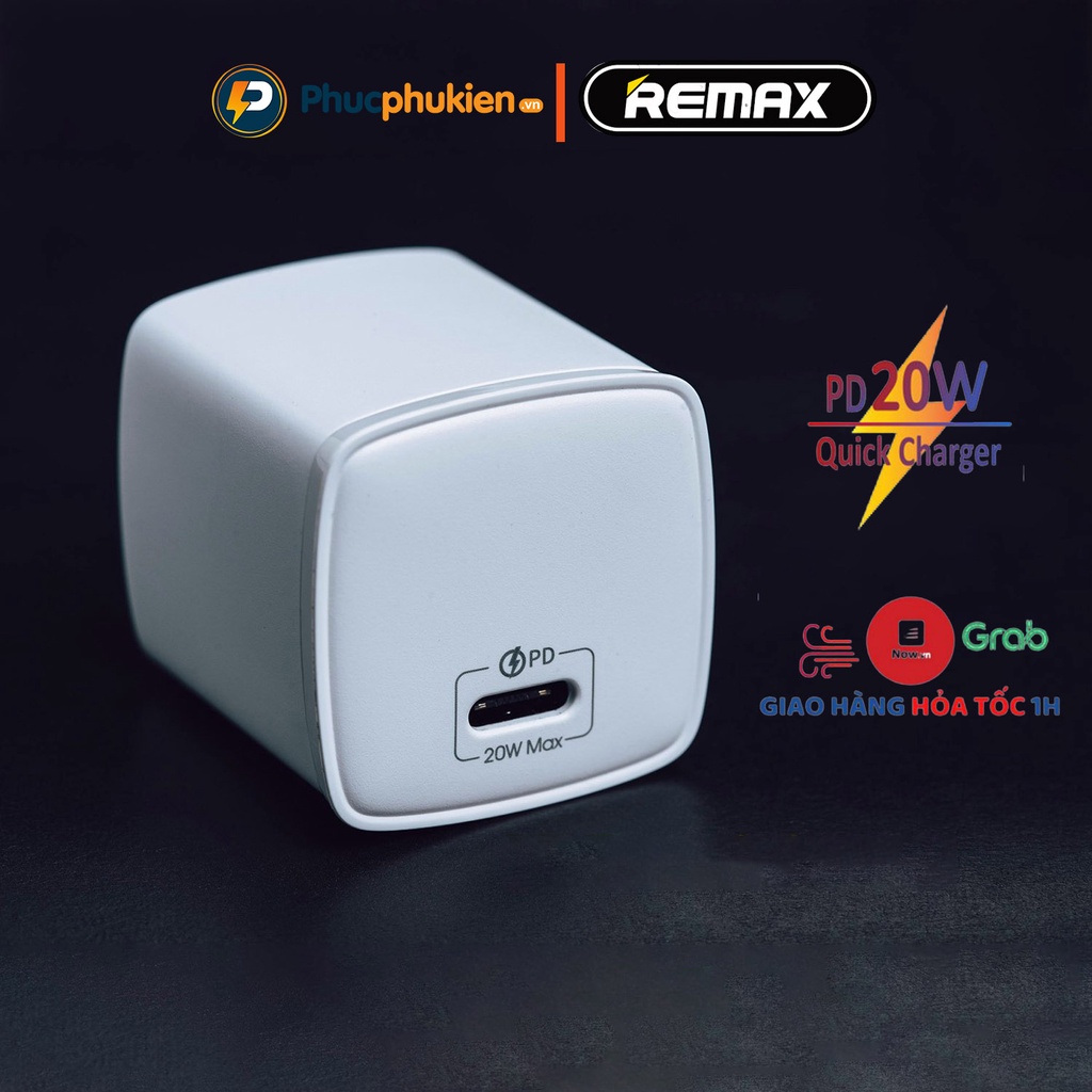 Củ sạc nhanh 20w chính hãng Remax U75 hỗ trợ sạc nhanh chuẩn PD 20w sạc đầy 50% pin chỉ 30 phút - Phúc Phụ Kiện Remax