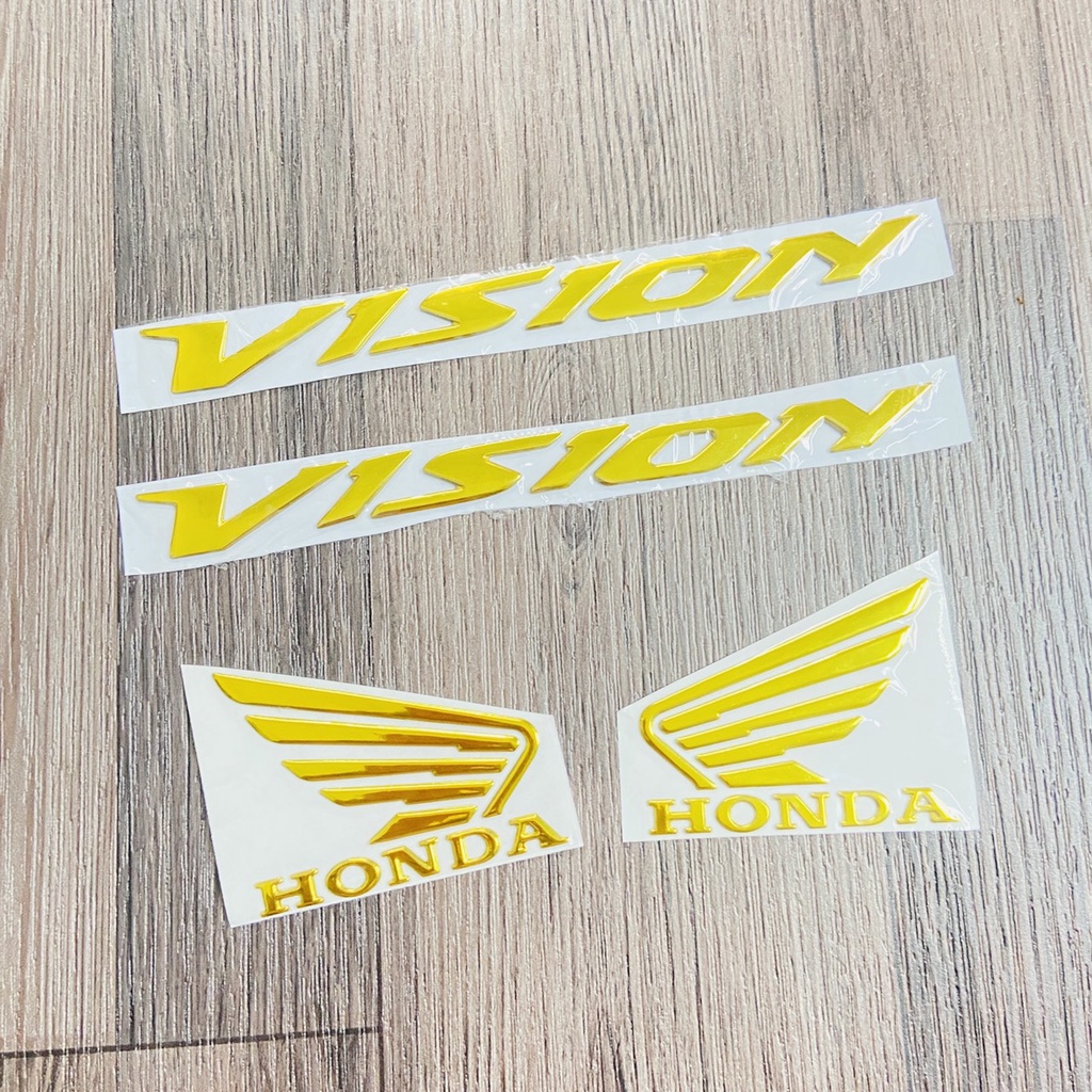 TEM LOGO CHỮ VISION KẾT HỢP CÁNH CHIM HONDA NHỰA DẺO BÓNG CAO CẤP