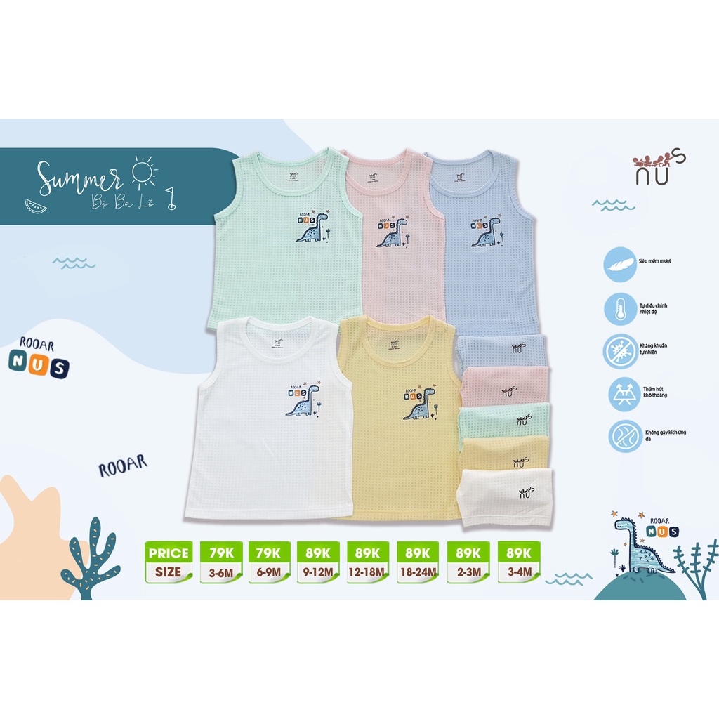 Bộ ba lỗ NUS họa tiết khủng long siêu cưng