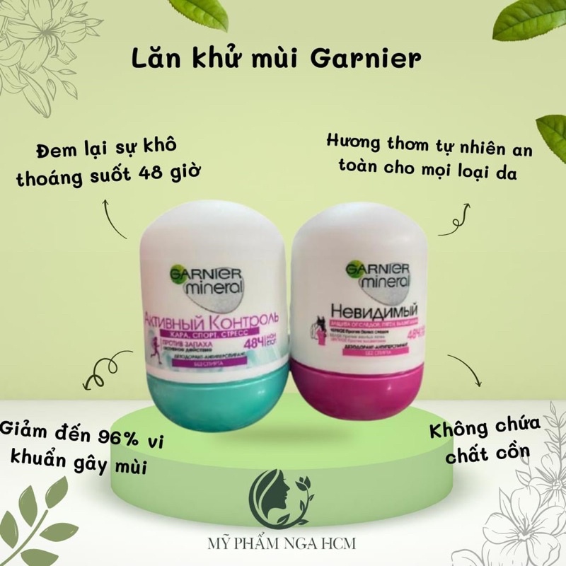 Lăn khử mùi Garnier Invisible Mineral 50ml Nga