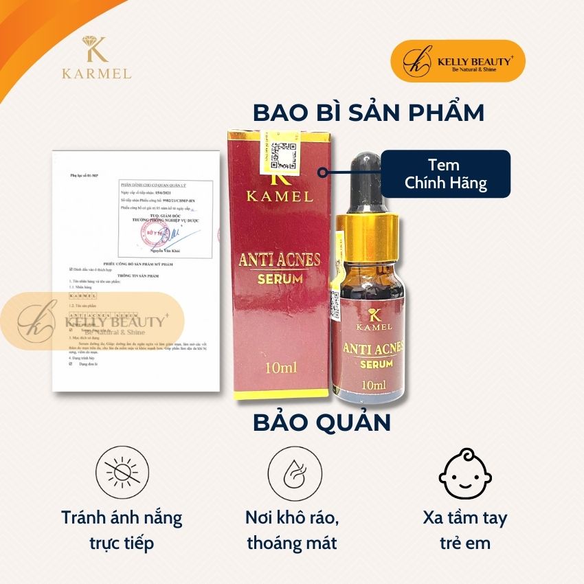 Serum Chống Tái Mụn AntiAcnes KARMEL 10ml – Ngừa Mụn, Tăng Miễn Dịch Da, Phục Hồi, Tái Tạo &amp; Thu Nhỏ LCL | Kelly Beauty