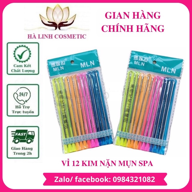 Bán sỉ 1 vỉ 12 que lấy nhân mụn dành cho spa, cây lấy mụn đầu đen