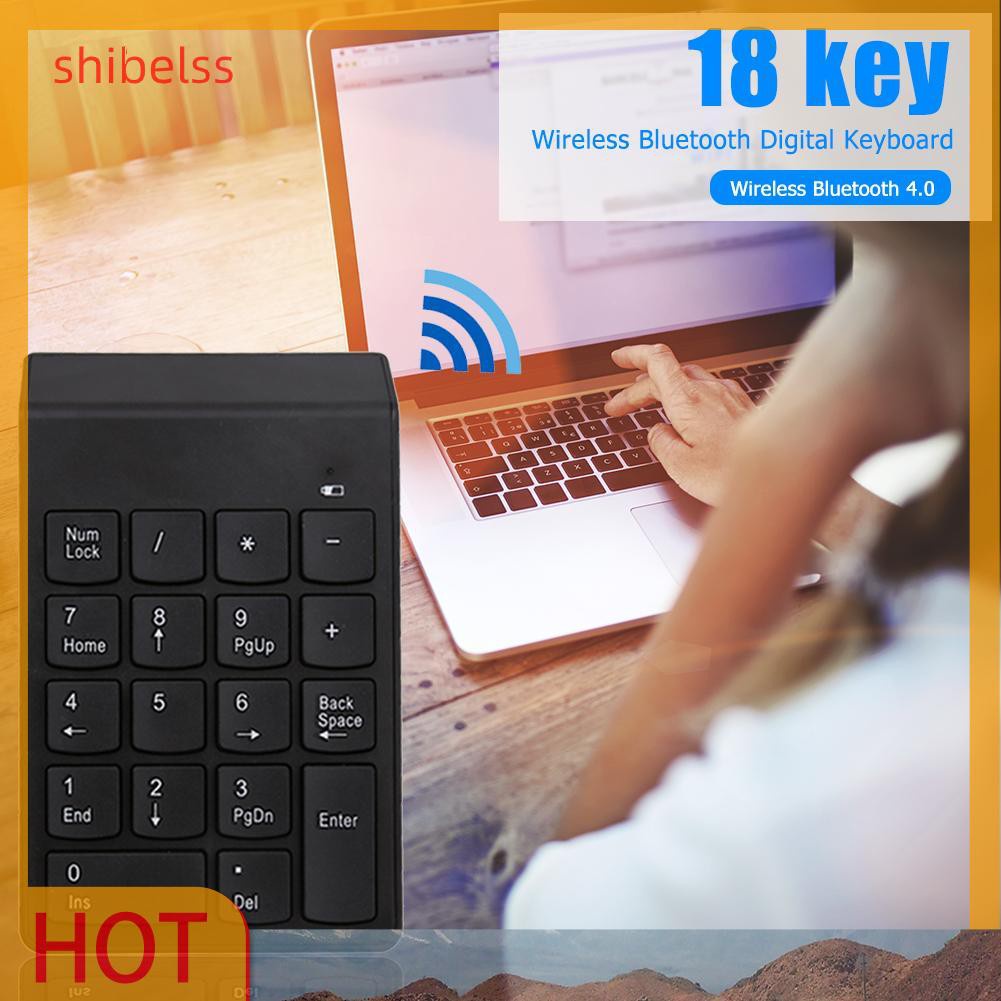 Shibelss Mini Bluetooth Numeric Keypad Wireless Number Pad 18 Keys Keyboard for PC