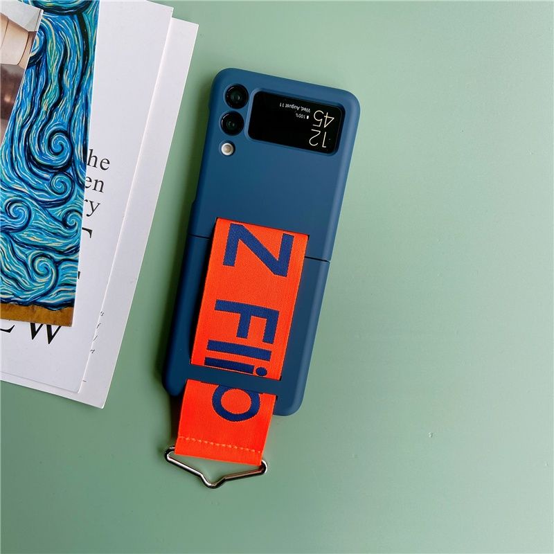 Ốp Samsung Z Flip 4 - Z Flip 3 - Z Flip3 - Flip4 5G sắc màu nổi bật kèm dây vải cầm tay cá tính dễ thương