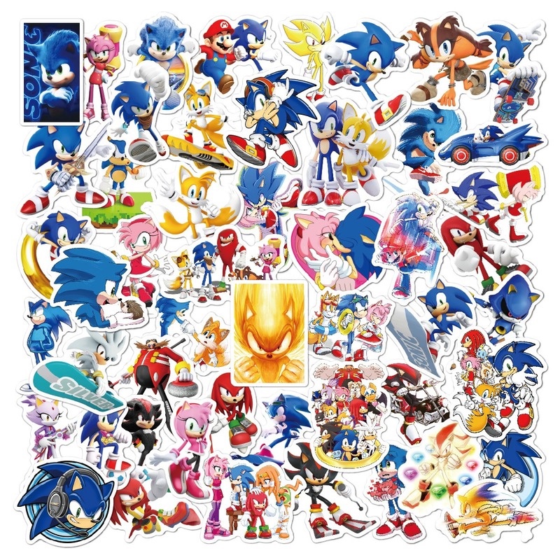 Bộ 50 miếng dán chống nước hình nhím Sonic