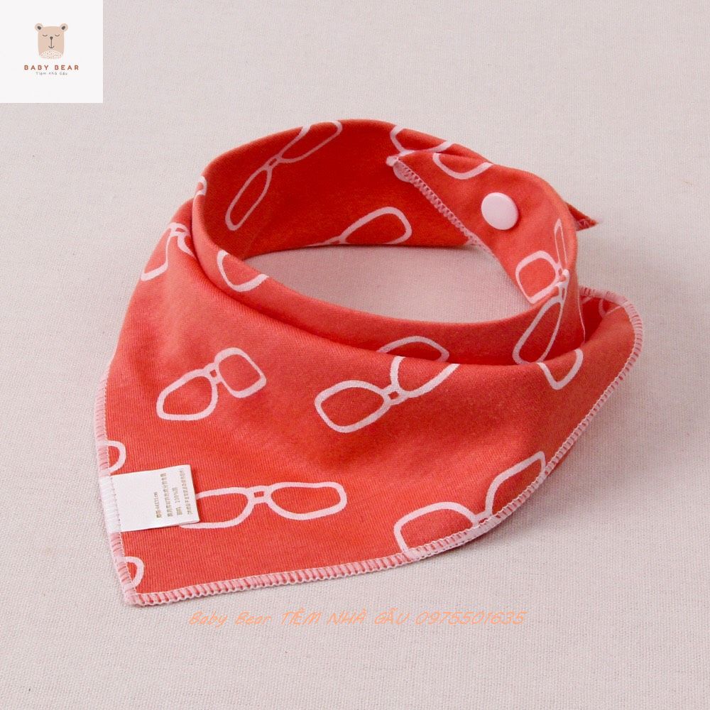 Yếm tam giác cotton họa tiết hoạt hình đủ màu cho bé trai bé gái-không bai màu và không xù lông 100% cotton