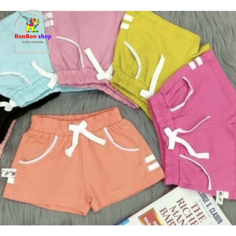 quần đùi cotton bé gái siêu dễ thương, phong cách thể thao hàng xuất dư