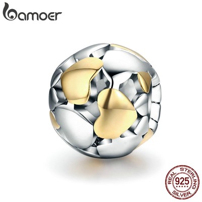 Hạt charm BAMOER SCC537 bạc 925 họa tiết trái tim trang trí trang sức
